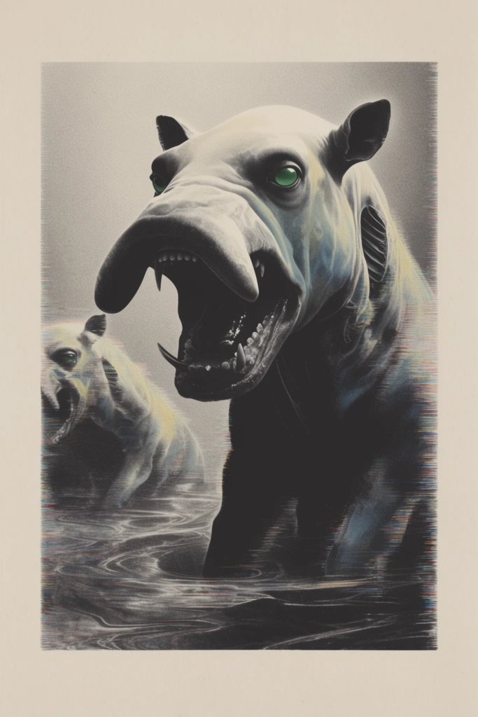 Distorted Noir Lithography style AI image example 3