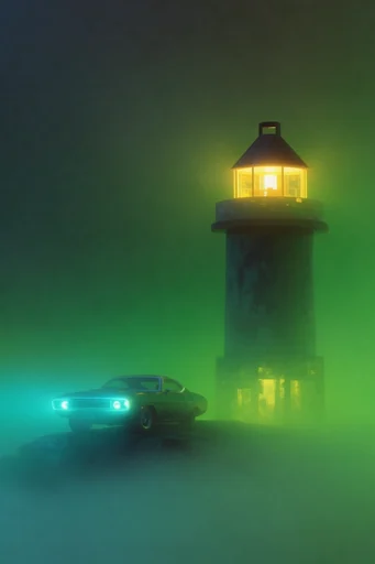 Cinematic Neon Noir style reference image — neon glow