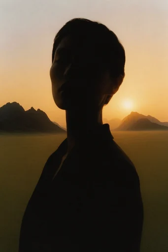 Amber Chiaroscuro Minimalism style reference image — minimalist silhouette portrait