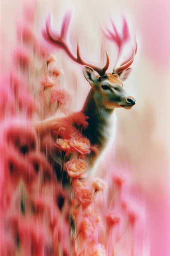 Surreal Glitch Etherea style reference image — fleshy rose and crimson palette