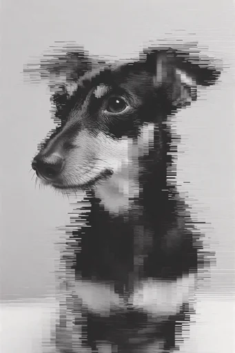 Monochrome Analog Glitch style reference image — VHS degradation