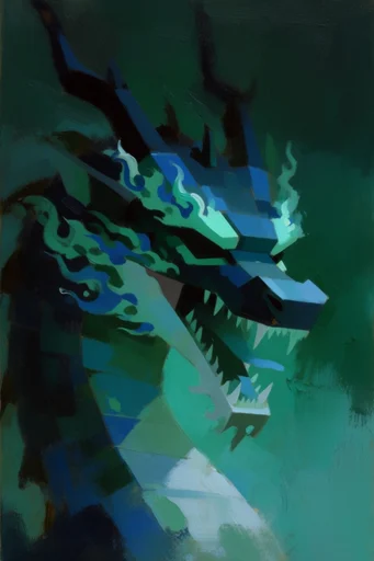Nocturnal Impasto Expressionism style reference image — deep emerald and ultramarine palette