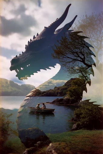 Nostalgic Surrealist Double-Exposure style reference image — dreamlike atmosphere