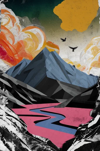 Constructivist Punk Collage style reference image — mixed media collage