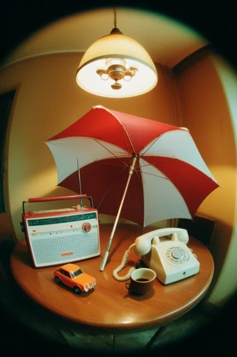 Distorted Urban Nostalgia style reference image — extreme fisheye lens distortion