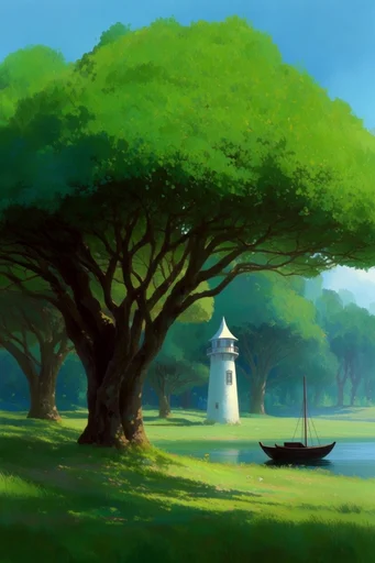 Surreal Impressionist Verdant Landscapes style reference image — sun-dappled whimsical atmosphere