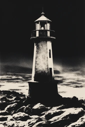 Gritty Dithered Noir style reference image — gritty printmaking