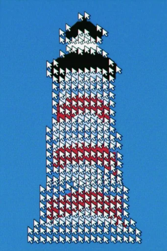 Retro Cursor Glitchcore style reference image — aliased pixel geometry