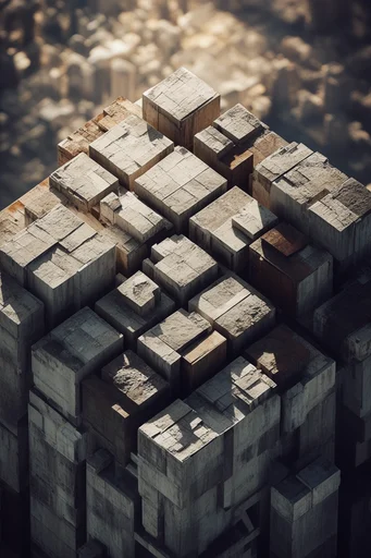 Monumental Atmospheric Architecture style reference image — textured stone and industrial materials