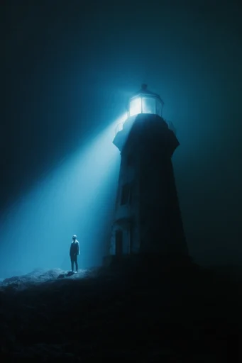 Cinematic Cyan Abyssal style reference image — mysterious silhouette