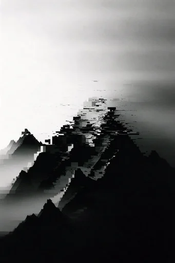 Monochrome Glitch Brutalism style reference image — monochrome glitch art