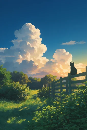 Nostalgic Summer Anime style reference image — cel-shaded illustration