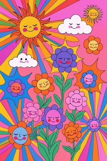 Psychedelic Neoclassical Pop style reference image — trippy vector elements