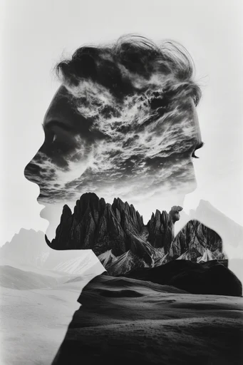 Monochrome Spectral Surrealism style reference image — high-contrast black and white