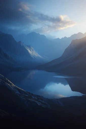 Monochromatic Glacial Minimalism style reference image — sharp geometric shadows