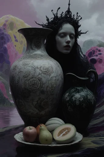 Monochromatic Biomorphic Gothic style reference image — biomorphic avant-garde