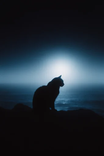 Cinematic Nocturnal Silhouette style reference image — vintage film grain