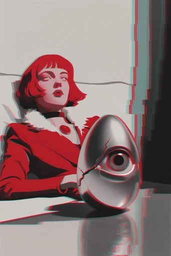 Kinetic Crimson Noir style reference image — geometric moiré patterns