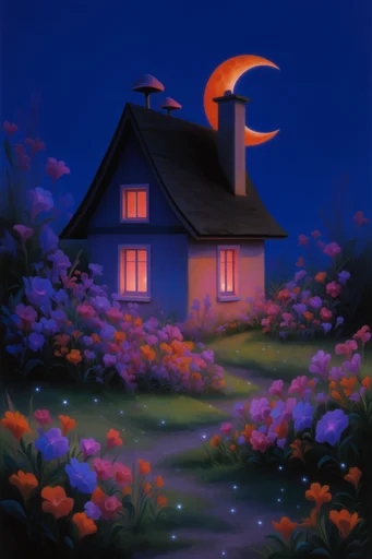 Luminous Retro-Surrealist Landscapes style reference image — vibrant high-contrast palette