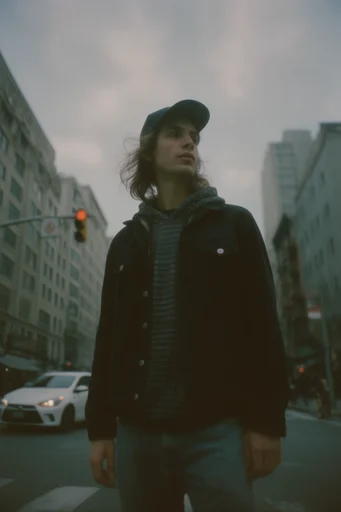Cinematic Analog Melancholy style reference image — low angle cinematic perspective