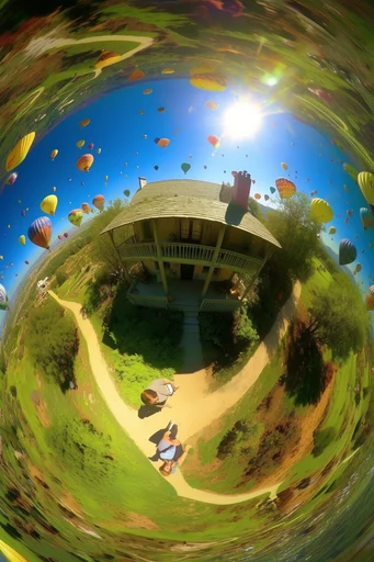 Spherical Miniature Worlds style AI image example 4