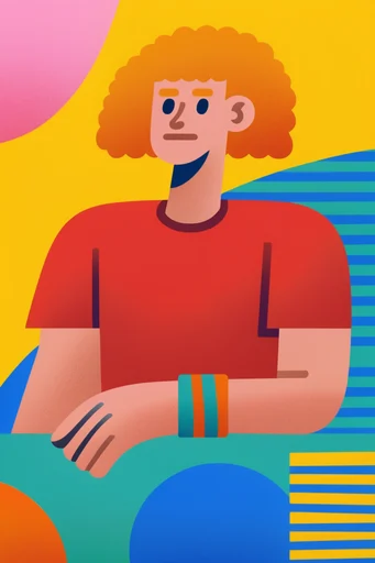 Textured Neo-Graphic Pop style reference image — Corporate Memphis style