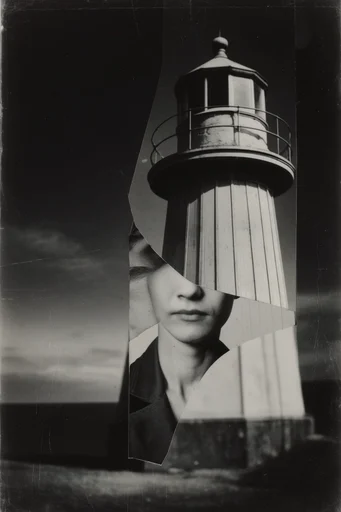 Fragmented Analog Noir style reference image — surrealist portraiture