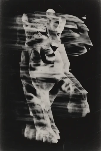 Deconstructed Monochrome Collage style AI image example 3