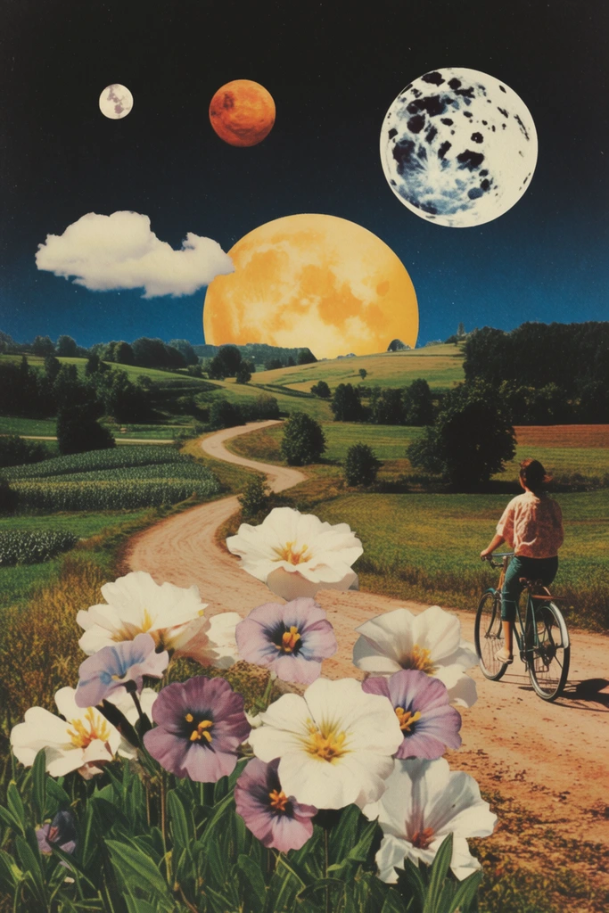 Retro Surrealist Collage style AI image example 2