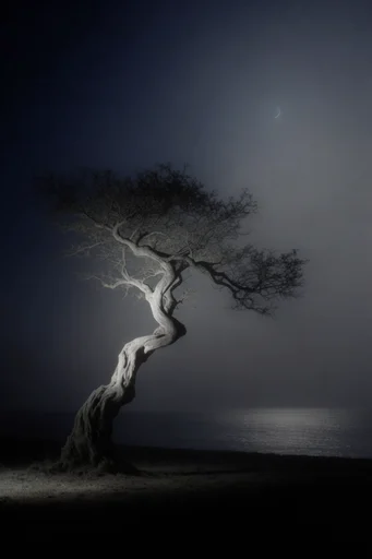 Nocturnal Monolithic Minimalism style reference image — high contrast shadows