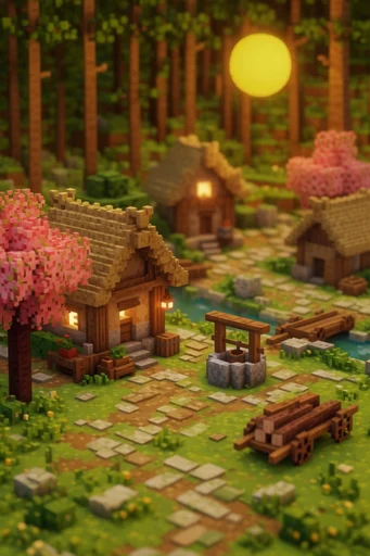 Cinematic Voxel Dioramas style reference image — isometric diorama