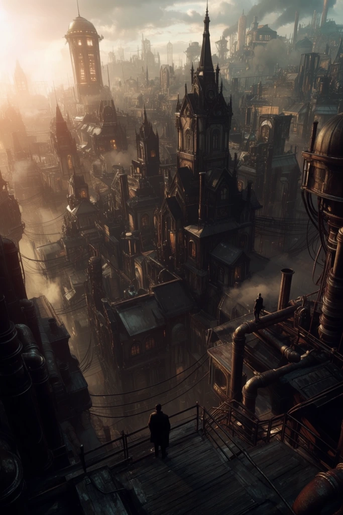 Atmospheric Industrial Dystopia style AI image example 2