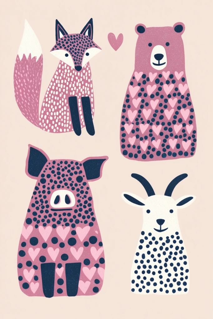 Grainy Minimalist Folk style AI image example 3