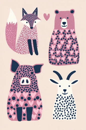 Grainy Minimalist Folk style AI image example 3