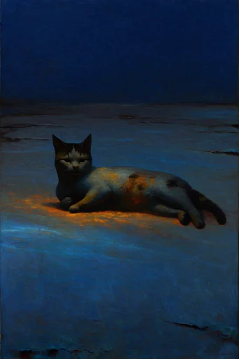 Nocturnal Surrealist Chiaroscuro style reference image — liminal isolation