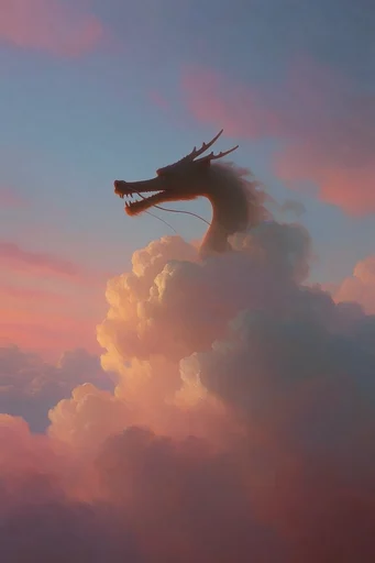 Ethereal Celestial Surrealism style reference image — fluffy cumulus clouds