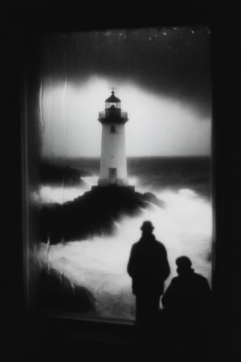 Stark Monochromatic Liminality style reference image — gritty film grain