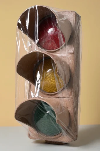 Synthetic Organic Minimalism style reference image — translucent plastic texture