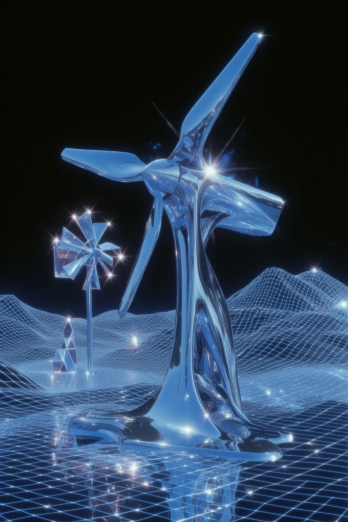 Prismatic Chrome Futurism style AI image example 2