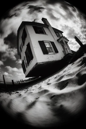 Distorted Monochrome Noir style AI image example 4