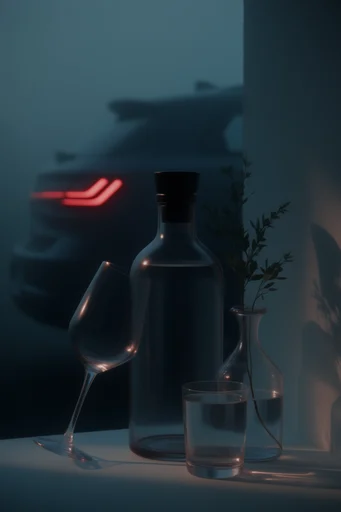 Nocturnal Cyber Noir style reference image — glowing LED light trails
