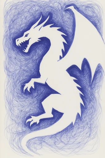 Monochromatic Negative Space style reference image — stippled and cross-hatched