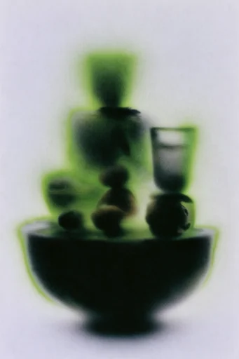 Spectral Thermal Minimalism style reference image — neon lime-green aura