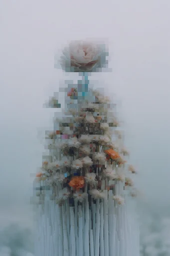 Minimalist Glitch Synthesis style reference image — fragmented composition