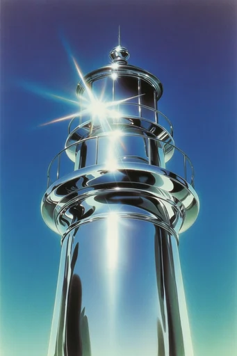 Hyper-Gloss Retro-Futurism style reference image — prismatic lens flare