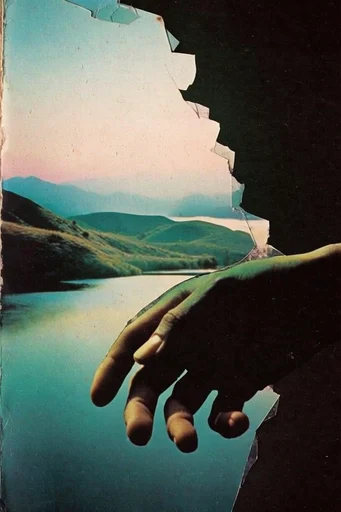 Nostalgic Surrealist Collage style reference image — surreal juxtaposition