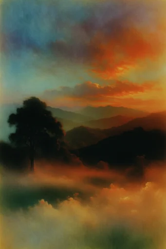 Nocturnal Twilight Impressionism style reference image — heavy analog film grain