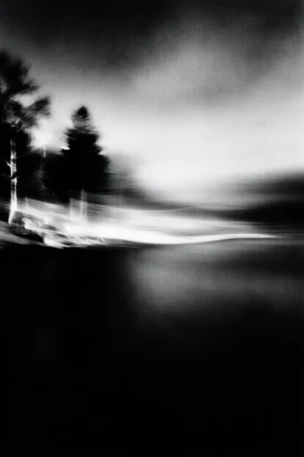 Kinetic Noir Abstraction style reference image — heavy film grain