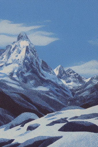 Dithered Noir Alpine style AI image example 2