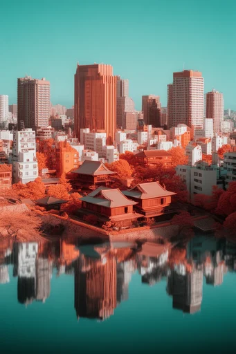 Crimson Surreal Monoliths style reference image — saturated crimson red